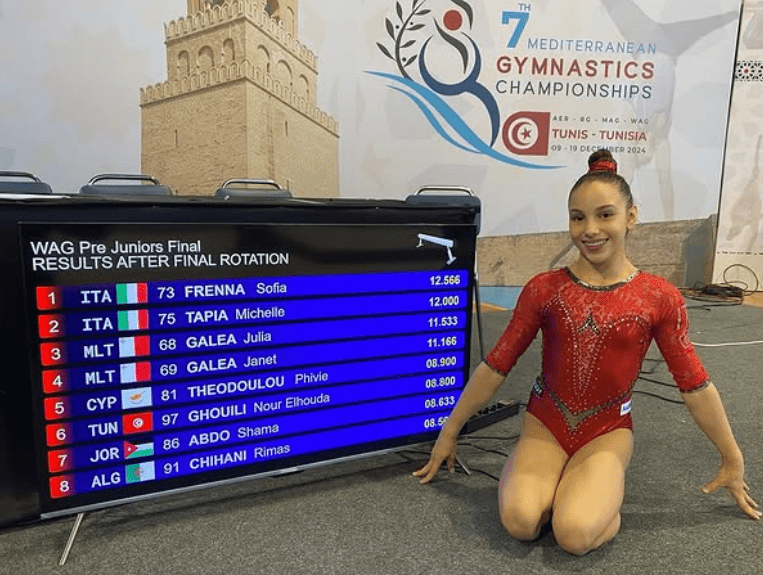 Sofia Frenna, giovane promessa della Geas Ginnastica, trionfa ai Giochi del Mediterraneo
