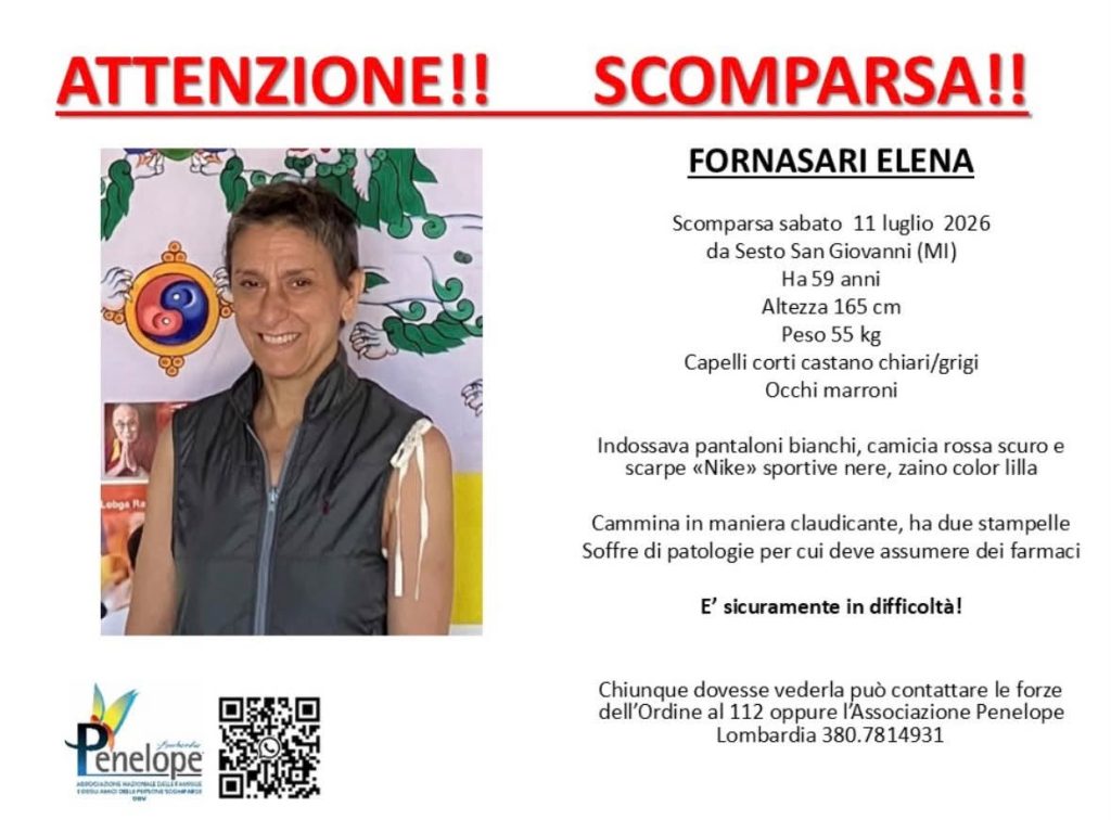 Sesto San Giovanni, si cerca Elena Fornasari: l'appello di Penelope Lombardia