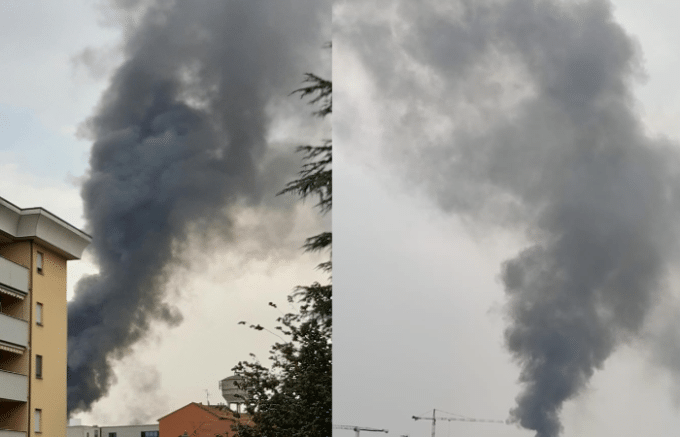 Incendio a Sesto San Giovanni: alta colonna visibile da chilometri